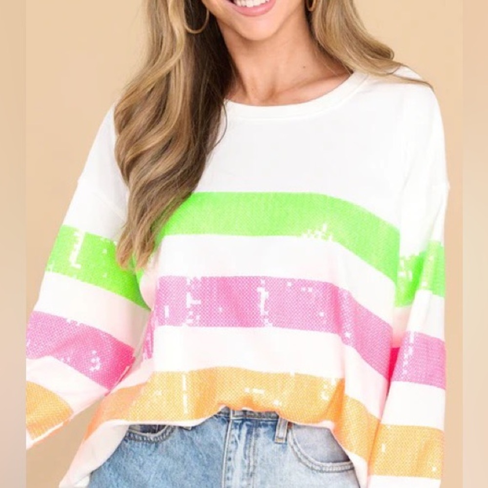 Red dress boutique LIVING BRIGHTLY WHITE STRIPE TOP